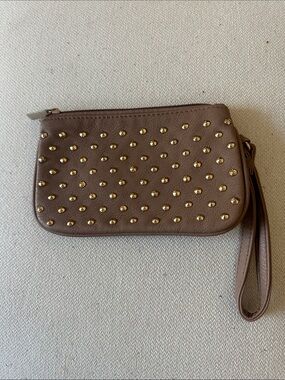 Call It Spring Brown Wristlet Clutch with Gold Studs